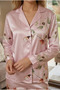 Premium Women's Satin Pajama Set Buttoned Shirt Collar Luxury Boxed - 3