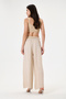 Women's Italian 100% Linen Belted Elastic Waist Wide Leg Palazzo Trousers Size 38 - 42 - 3