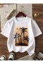Printed Black - White - Anthracite 3-Piece Children's T-Shirt 100% Cotton Short Sleeve Knitted Crew Neck - 4
