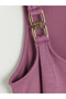 Özmarka New Season Purple U-Neck Blouse with Buckle Detail and Drawstring - 7