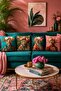 Flower Crowned Leopards Patterned 4-Piece Throw Pillow Cover Set - 2