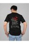 Göktürkçe Turkish Written Bozkurt and Three Halves Printed T-Shirt Regular Fit 100% Cotton Unisex Crew Neck Black and White T-Shirt Wolf Illustrated Nationalist Turkish Design Casual Combination - 2