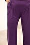 67008 Plus Size Men's Collared Half Placket Combed Cotton Trouser Suit - Plum - 5