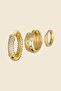 Gold Color Zircon Stone Twisted and Sky-Themed 3-Piece Hoop Earring Set