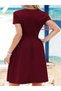 Women's short sleeve crew neck front pleat detail janjan crepe dress - 3