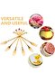 6 Pcs Stainless Steel Fork Spoon, Dessert Forks Cute Decorative Fruit Small Metal Cake Forks, Table Set (Gold) - 5