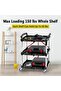Portable Folding Service Cart, 3-Tier Fold Up Rolling Cart Collapsible Push Cart with Wheels, 80 Lbs Load Capacity per Shelf Folding Utility Carts for Home & Commercial Use, Black - 4