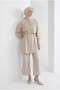 Aller Detailed Waist Drawstring Floral Pattern Embroidered Tunic Stone 26Yt407 - 2