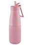 500 ml Pink Stainless Steel Water Bottle with Straw - Silicone Body (Rain) - 50015