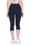 Nova Navy Blue Pocketed Capri High Waist Sports Leggings - 7