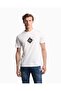Men's Breathable Cotton Jersey Fabric Patterned Short Sleeve White T-Shirt