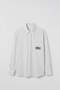 Men's Striped Oversize Long Sleeve Shirt with Embroidery Detail White