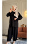 6574 - Stylish Comfortable Knitted Modal Fabric Casual Trousers with Elastic Detail at the Leg Cuffs Women's Set - 3