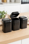 Set of 3 Embossed Metal Storage Containers 1.3 Lt Food Box 10.8X10.8X11.8 cm Black - 5