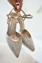 Daffy Stoned Closed-Toe Platform Heeled Evening Dress Shoes Gold - 4