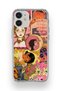 iPhone 12 Compatible Pop Art Drawing Collage Pattern Transparent Phone Case