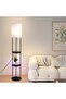 LIGHTING Modern LED Floor Lamp 62-Inch, 3-Color Dimming, Black Iron & Fabric with E27 Bulb - 8