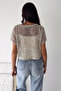 Women's Sequined Transparent Blouse and Undershirt Two-Piece Set Short Sleeve Stylish Top - 7