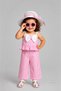 Baby Girl Summer Set with Hat 3-Piece Birthday Outfit Striped Ruffle Blouse Pants Combination 9-36 Months
