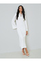 White Eyelet Long Sleeves Shirt Maxi Dress