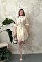 Ecru Lace Dress with Front Patchwork
