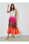 Ombre Look Halter Neck Pleated Maxi Dress