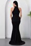 Halter Neckline Stoned Slit Dress Drp1013 - 8