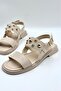 Gold Accessory Detailed Daily Comfortable Women's Sandals Beige (32) - 5