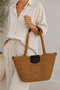 Palma Large Size Straw Shoulder Bag with Genuine Leather Detail, Handmade Beach and Daily Stylish Design Women's Shoulder Bag - 4