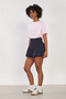 Women's Wide Ribbed Mini Balloon Skirt - Navy Blue - 2
