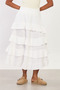 Women's Elastic Waist Ruffled Long Skirt - Ecru - 5