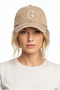 Beige Embroidered Washable Vintage Unisex Hat with Letter g - 2