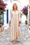 Cream Tasseled Long Linen Dress - 3