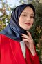 وشاح حريري مزدوج الجوانب باللون الأزرق الداكن - 3