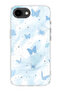 iPhone 17E Compatible Pastel Blue Butterfly Pattern Transparent Phone Case