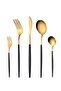 30-Piece Stainless Steel Cutlery Set Kitchen Utensil Set Western Tableware Suitable For Home Kitchen Restaurant Hotel Party Dining Picnic Dining Exquisite Packaging Gift Black/Gold - 7