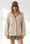 Women's Oversize Zippered Gabardine Jacket with Stone Pockets and Shoulder Detail Ckt-19000536 - 2