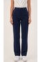 Women's Navy Blue Crepe Palazzo Trousers with Elastic Waist, Full Lycra, Flexible, Pocketless, Button Detail, Wide Legs - 6