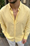 Napas Men's Oversize Linen Look Yellow Shirt - 3