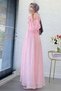 Premium Collar Gathered Balloon Sleeve Voile Dress - Pink - 6
