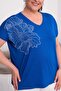 Women's V-Neck Stone Detailed Viscose Blouse - 2