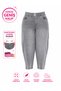 Plus Size Elastic Waist Pocketed Lycra Denim Mom Cut Women's Trousers - 2