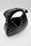 Women's Black Quilted Patterned Bow Design Detailed Crossbody Hand and Shoulder Bag - 6