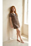 Leopard Patterned Viscose Short Sleeve Dress with Lace Detail - 2