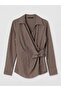 Lcw Studio Brown Shirt Collar Striped Blouse - 4