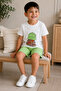 Boy's Printed Combed Cotton Shorts Set 3-5 Years I Cotton Combed Shorts Set I Short Sleeve Shorts Combed Cotton Set - 4
