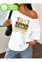 Women's 1981 Cassette Printed Boat Neck Off Shoulder 100% Cotton T-Shirt