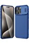 iPhone 15 Pro Max Case with Sliding Camera Cover, Hard PC + TPU Bumper, Slim Shockproof, Blue
