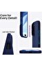 iPhone 16 Pro Max Soft Liquid Silicone Case - Shockproof Full Body Protection with Matte Finish & Microfiber Lining (Blue) - 4