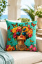 Flower Crowned Woman Butterfly Patterned Decorative Throw Pillow Cover Bohemian Living Room Decor 43X43 cm